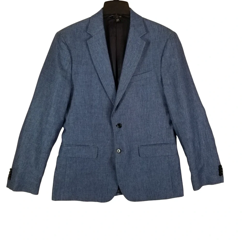 Banana Republic Blazer Mens 40S Blue 100% Linen Slim Fit Two-Button Sport Coat